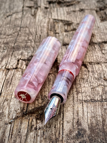 DayDreamer 1315 - Frozen Sakura Cellulose, Silver & Red Trim - Jowo