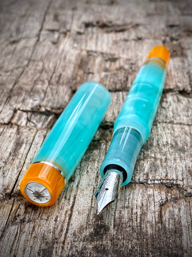 DayDreamer 1315 - Cool Mint Acrylic, Orange & Silver Accents - Bock