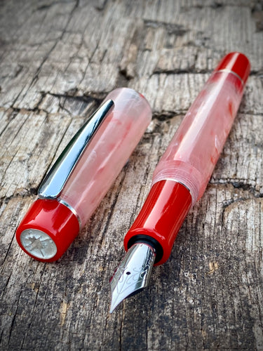 DayDreamer 1315 - Thulite Cellulose, Red & Silver Accents - Jowo