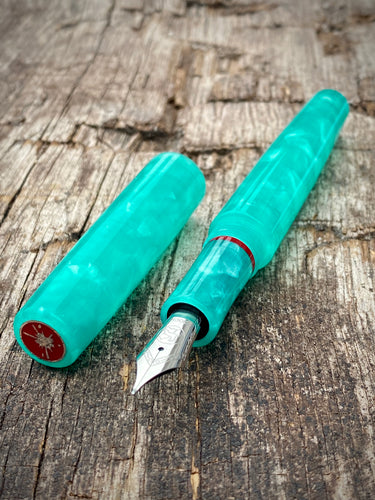 DayDreamer 1315 - Turquoise Crush Pearl, Silver & Red Trim - Bock