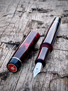 DayDreamer 1315 - Red Celluloid, Black & Silver Accents - Jowo